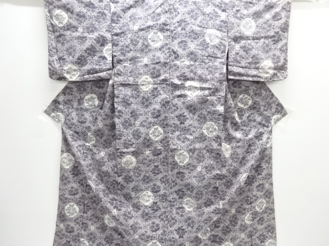 JAPANESE KIMONO / TSUMUGI / WOVEN SHOKKO & FLOWER